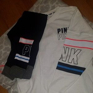 PINK leggings and matching sweater